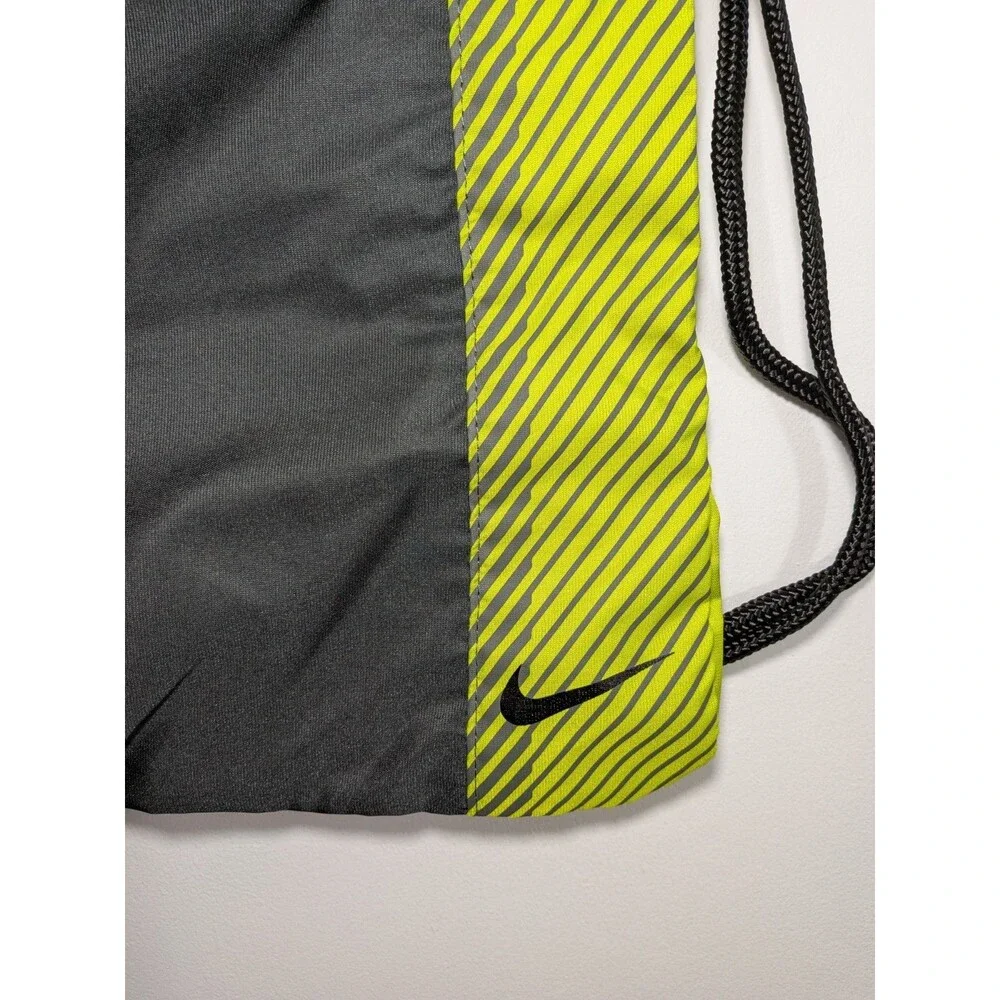 NWT Nike Sport II Shoe Sack Drawstring Gym Bag Dark Grey Neon Volt Yellow Zipper